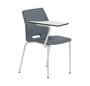 Silla escolar modelo Slim P con carcasa azul y estructura metálica, diseño ergonómico para aulas