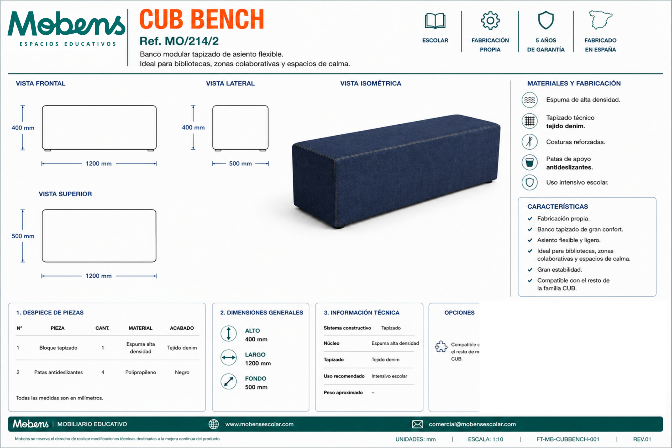 Cub BENCH – Banc modular - Imagen 4