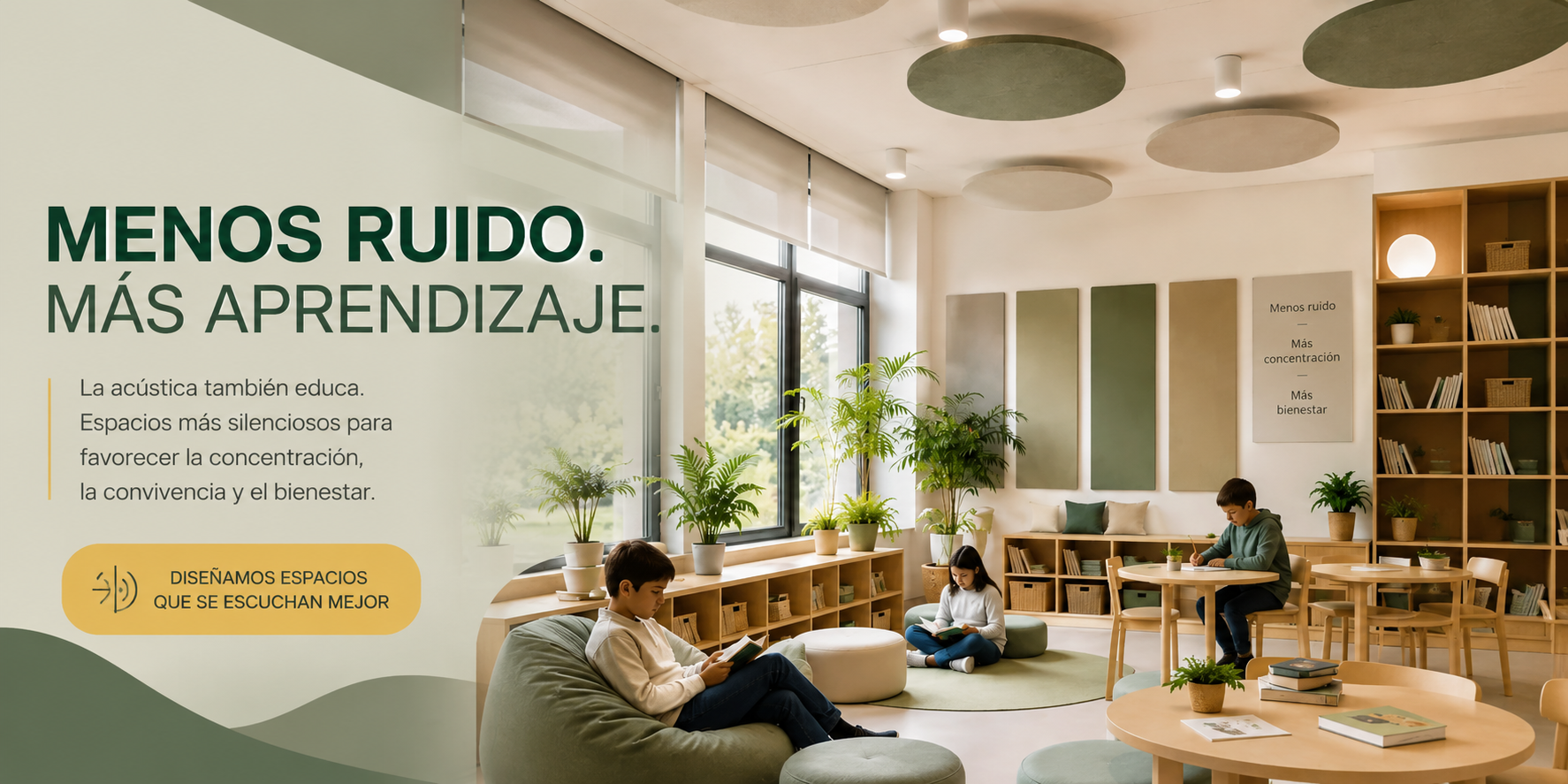 Espacios más silenciosos para mejorar el aprendizaje en centros educativos