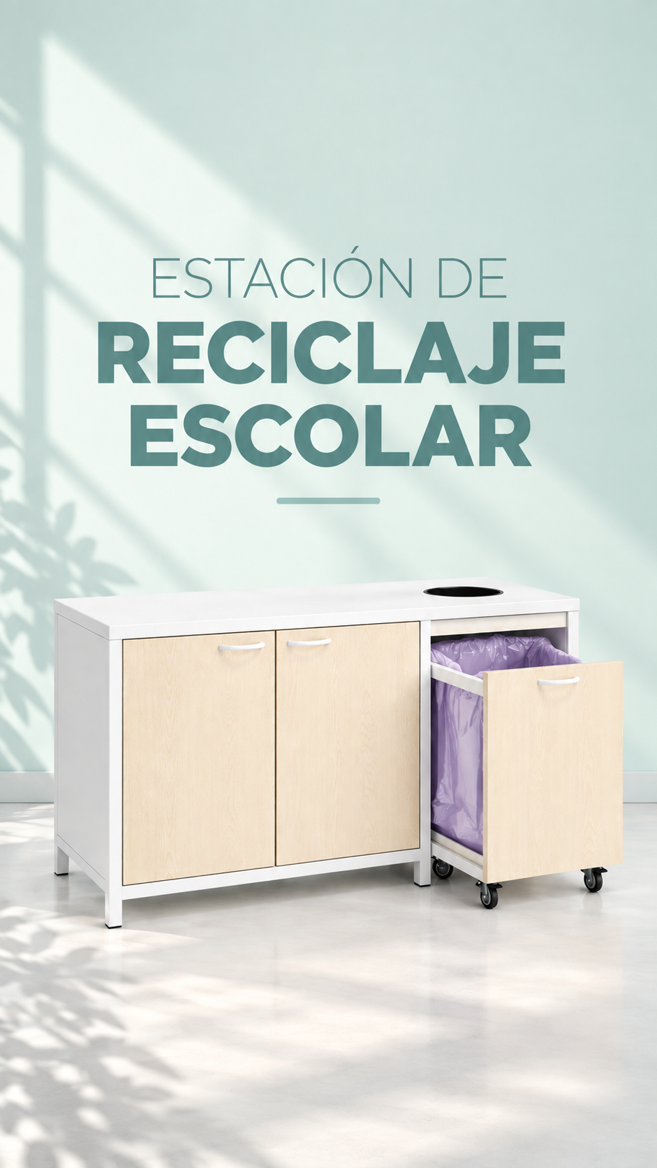 Estación de reciclaje escolar diseñada y fabricada a medida